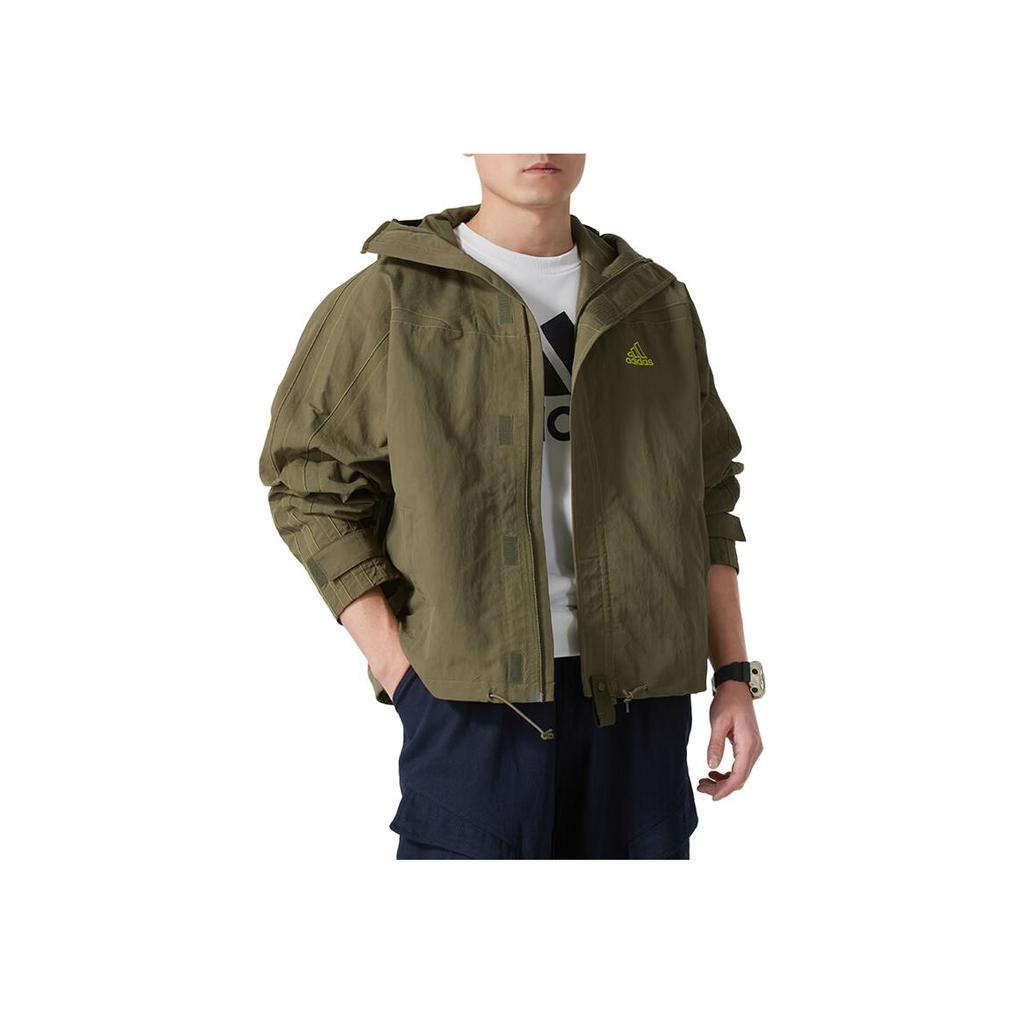 adidas Fitness Running Zip Hooded Jacket Men Jackets Military-Green JD5420