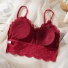 Womens Sexy Lace Bra Suit Solid Set Beautiful Back Lace Wireless Bra Panty Set