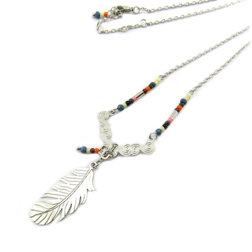Les Trésors De Lily [P3372] - Multicolored Silver 'Navajos' Designer Necklace
