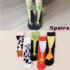 5 Paar Cartoon Lustige Froschsocken Druck Zehe Kuh lustig Kurze Socken Hühnerpfoten Socken Cosplay Requisiten