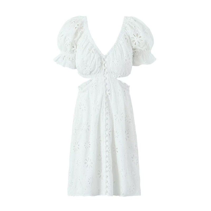 

Australia Niche Style White Breasted Backless Dress Lace White Lace Open Back deduction(High quality) L