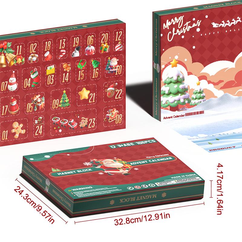 2025 Christmas Advent Calendar Magnetic Building Blocks Set, 24 Days Holiday Countdown Calendar