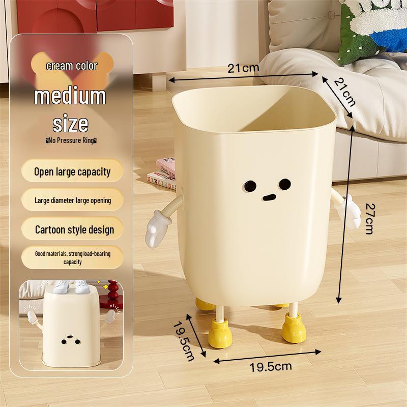 Cute Cartoon Trash Can with Paper Holder - Large Capacity for Home, Dorm, or Bedroom Use