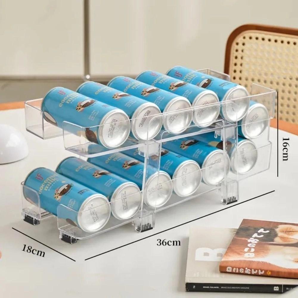 Double-layer Can Storage Rack Expandable Storage Organizer Bin  Rolling Can Organizer