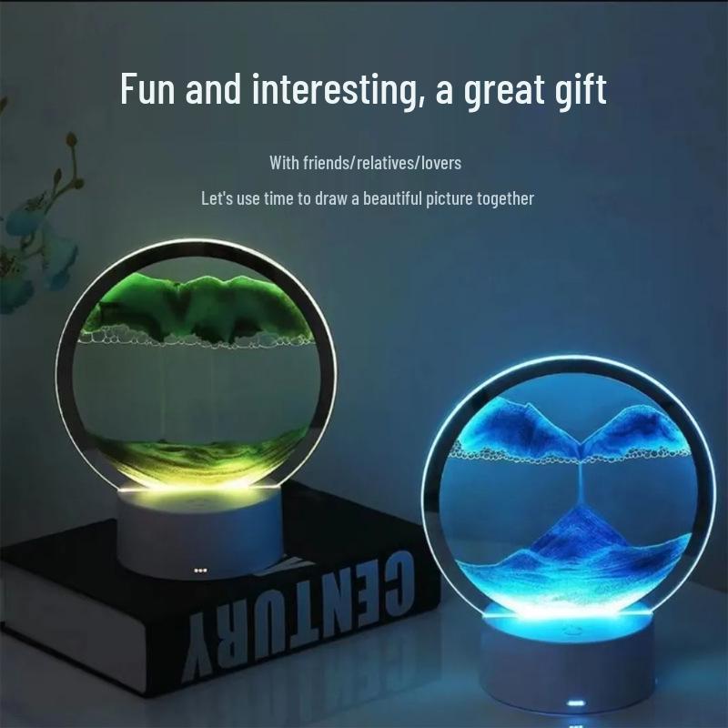 3D Quicksand Night Light - Touch-Control Atmosphere Lamp with Hourglass Landscape Design, Perfect for Relaxation and Gift Giving