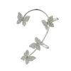 2Pcs Ear Clips Butterfly Decor Rhinestone Earrings Easy to Wear Shiny Non-Piercing Ear Cuffs Daily Wear Party Accessories