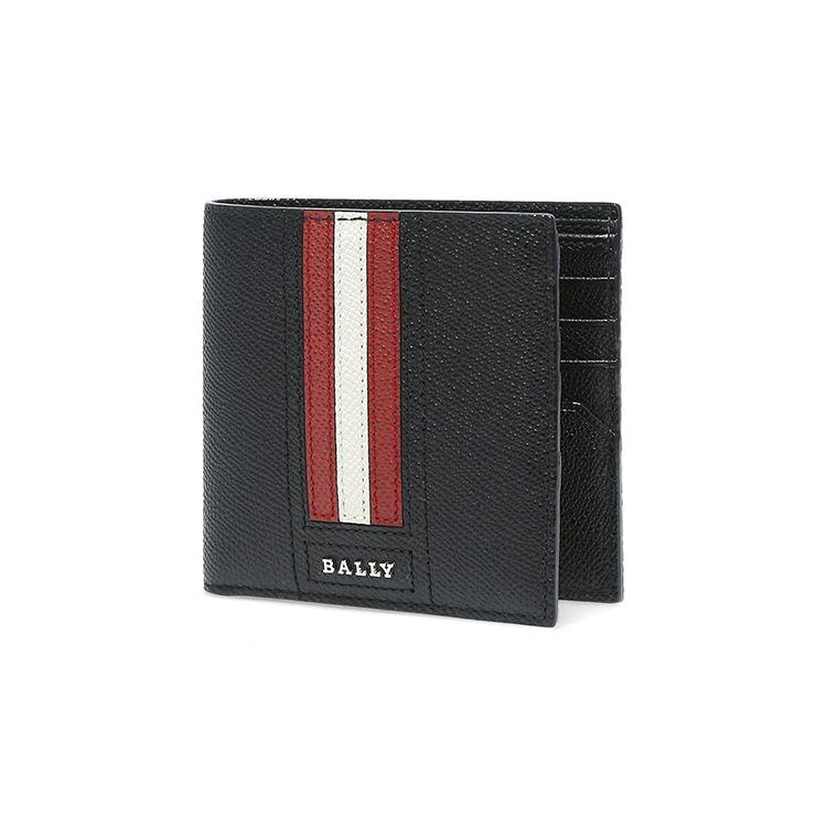 Bally Klassische kurze rot-weiße gestreifte Lederbörse Herrenbörse Schwarz 6224898