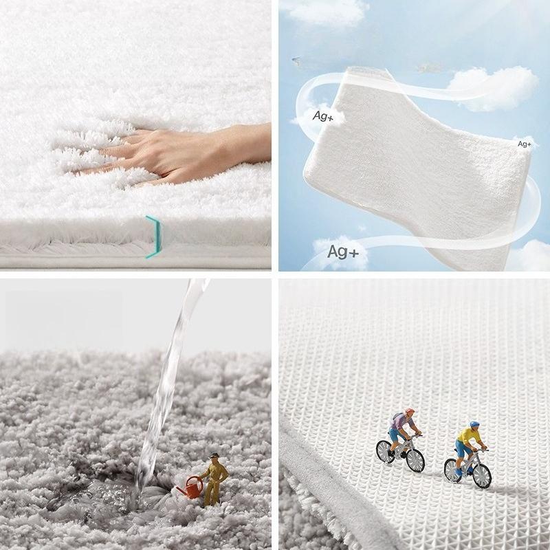 Bathroom absorbent carpet floor mat solid color bathroom antibacterial foot mat non slip mat at the toilet door machine washable