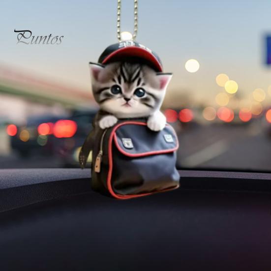 Cat Shaped Pendant Car Hanging Decoration Realistic Looking Easy To Hang Auto Rearview Mirror Ornament Acrylic Christmas Decor