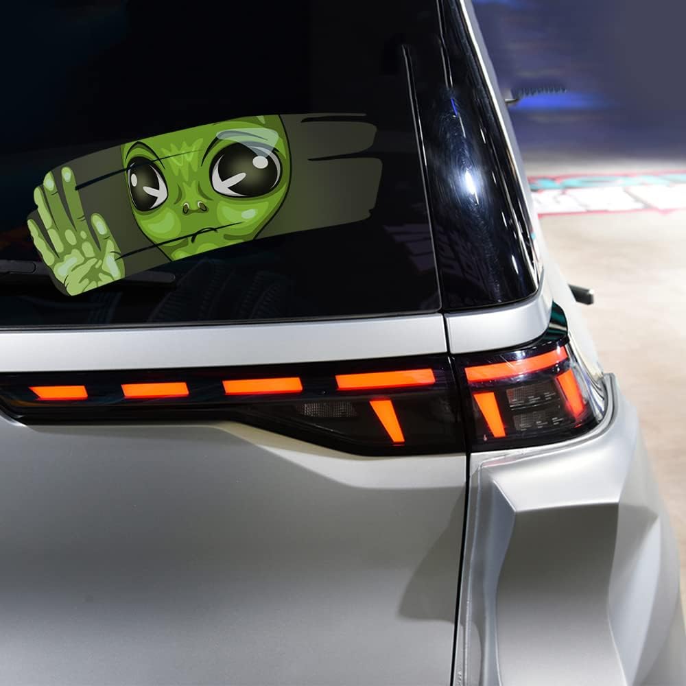 

2 шт. Забавные наклейки на автомобиль-Vesvory 3D Виниловая наклейка на автомобиль Наклейка на бампер Двусторонняя самоклеящаяся наклейка с инопланетянином для автомобилей Окна Бамперы Наклейки (Подглядывание