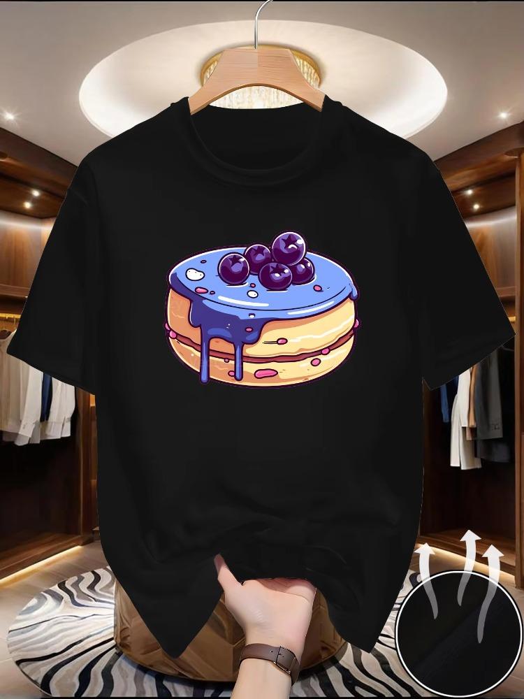 Sweet And Trendy Minimalist Commuting Cake Design With Printed Short Sleeves Summer Youth Fashion Versatile Tshirt