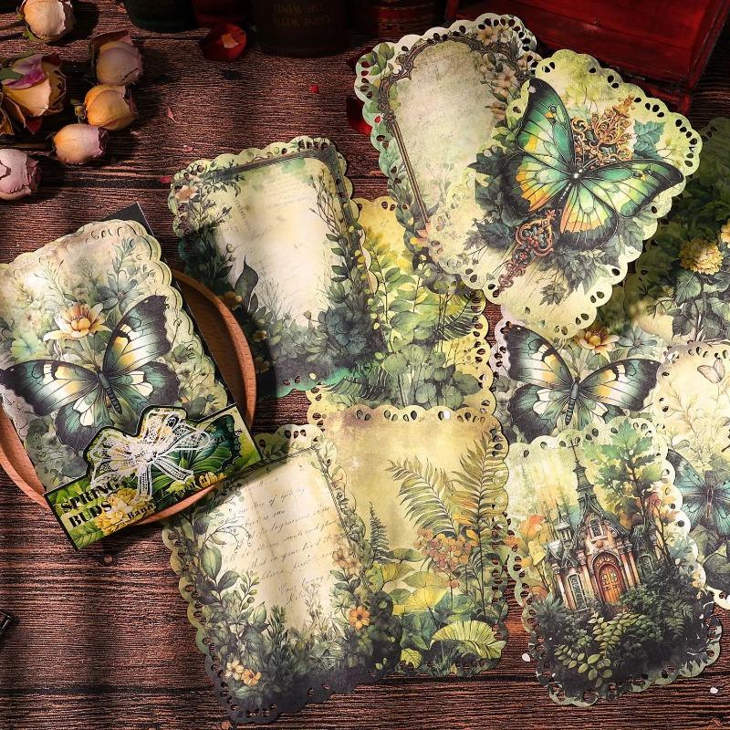 

20 листов Винтажный сад Бабочка Материал Бумага Ретро Цветок Справочник Коллаж Карты Фон Бумага Diy Junk Журнал Планировщик