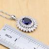 Natural Oval Blue CZ Silver Color Jewelry Sets For Women Party Earrings/Pendant/Rings/Bracelet