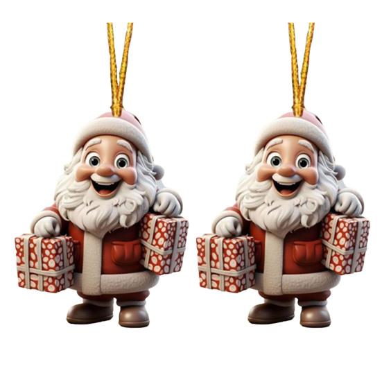 2/7 ks Vánoční Santa Claus Závěsná Dekorace Sváteční Párty Zimní Vánoční Strom 2D Plochá Akrylová Kreslená Závěsná Ozdoba Otec Vánoc