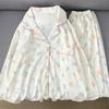 Small Flower Print Sweet Cute Women's Pajamas Lapel Neck Button Design Nightwear Casual Home Wear Fashion