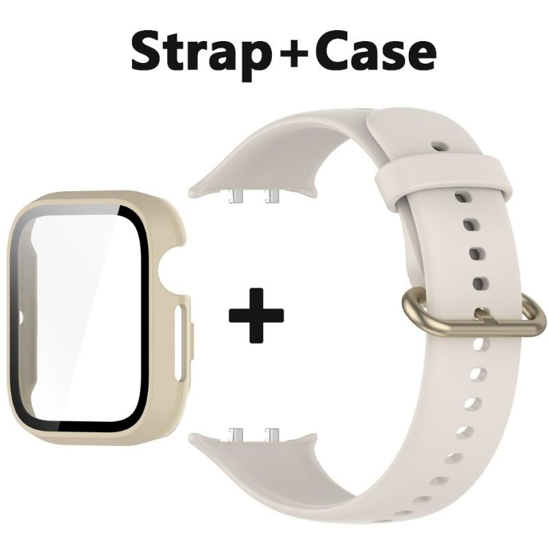 

Чехол + ремешок для часов, подходит для Honor Watch 5, силиконовый ремешок + защитный чехол для ПК для Honor Watch 5, спортивный ремешок для часов Honor Watch 5 слоновая кость/белый