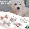 DaFuEn Dog Hair Clips Bows for Pet Puppy Crown Barrettes Girl Tiara Crystal Rhinestone Dog Hair Accessories for Chihuahua Yorkie Shih Tzu Pet Bows