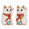 Lucky Cat Mount Fuji Left Paw Raised Ceramic Lucky Cat Maneki Neko Fujiyama Lucky Feng Shui Figurine with Offering Box (L-SIZE White) / - (fj_L White)
