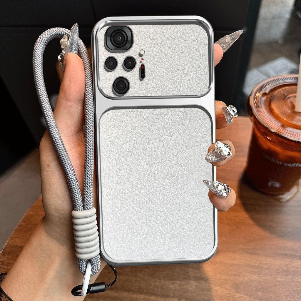 Luxury Big Window Phone Case with Lanyard for Xiaomi Redmi Note 10 Pro 4G Premium Textured Casing