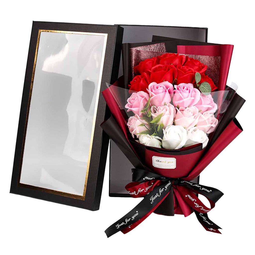 18pcs Soap Flower Bouquet Artificail Roses Forever Flower with Box Practical Valentine's Day Mother's Day Gifts Home Decoration