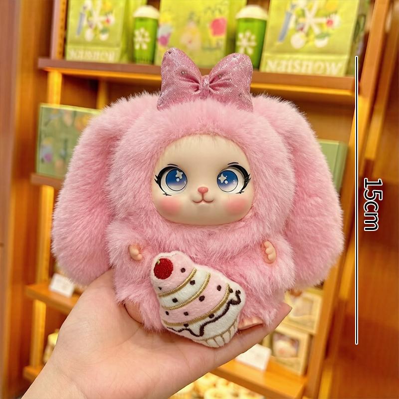 Cartoon Fur Rabbit Doll Figure Keychain Plush Cute Vinyl Doll Figurine Trendy Blind Box Toy Schoolbag Hanger Pendant Decoration