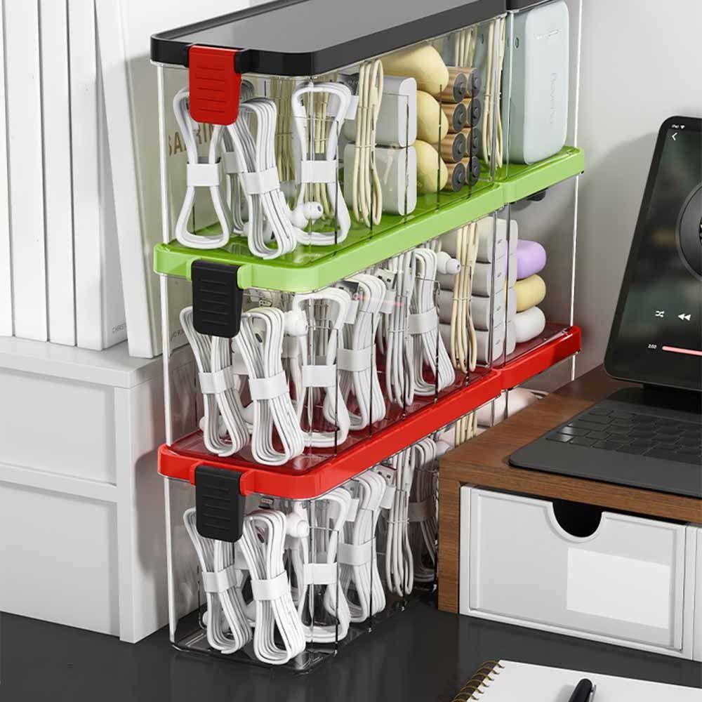 with Lid Data Cable Organizer Case Durable Charger Wire Organizer Tech Accessories Storage