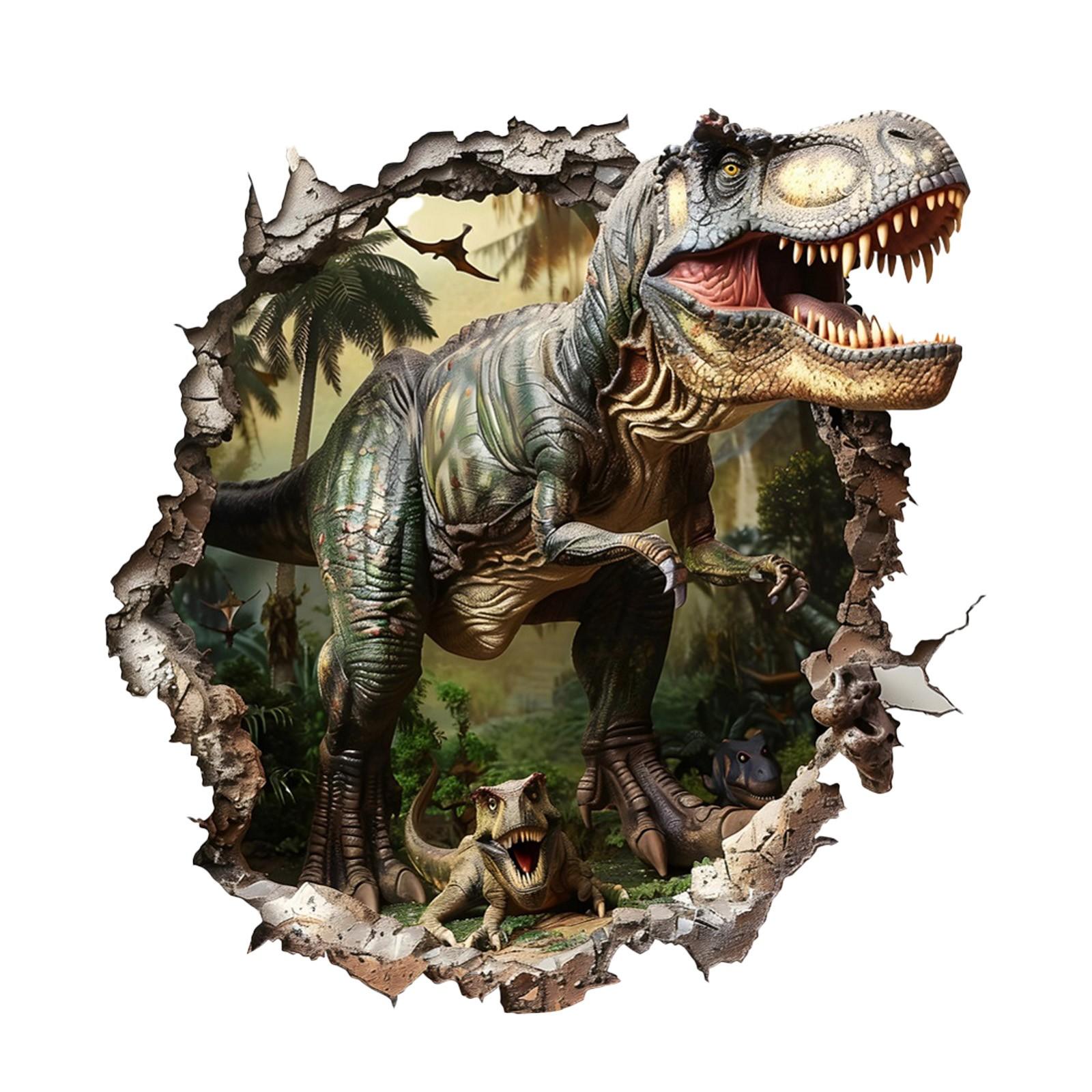 

Имитация 3D Наклейки на стену Динозавр, пробивающий стену, Гостиная, Детская комната, Декоративные наклейки для дома One Size