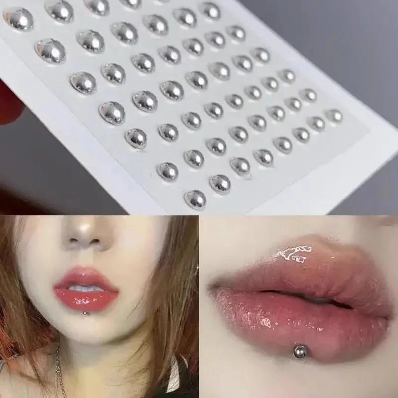 Acrylic Selfadhesive Waterproof Non Piercing Lip Nails Sticker Reusable Fake Lip Nail Eyebrow Nose Ring Body Belly Button Jewelr