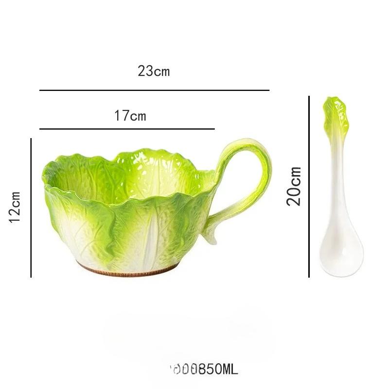 Creative Ceramic Imitation Cabbage Instant Noodle Bowl Large Soup Bowl Household Fruit Salad Bowl New Special-shaped Tableware