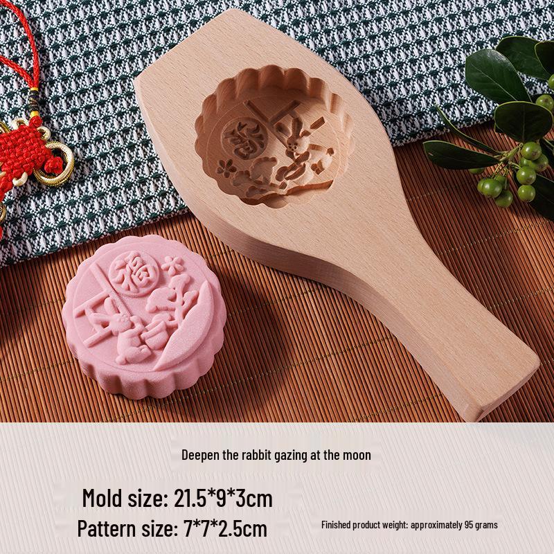 Wooden Mooncake & Pastry Mold - Solid Wood Baking Tool for Biscuits, Qingtuan, Mung Bean Cake, and Pasta.