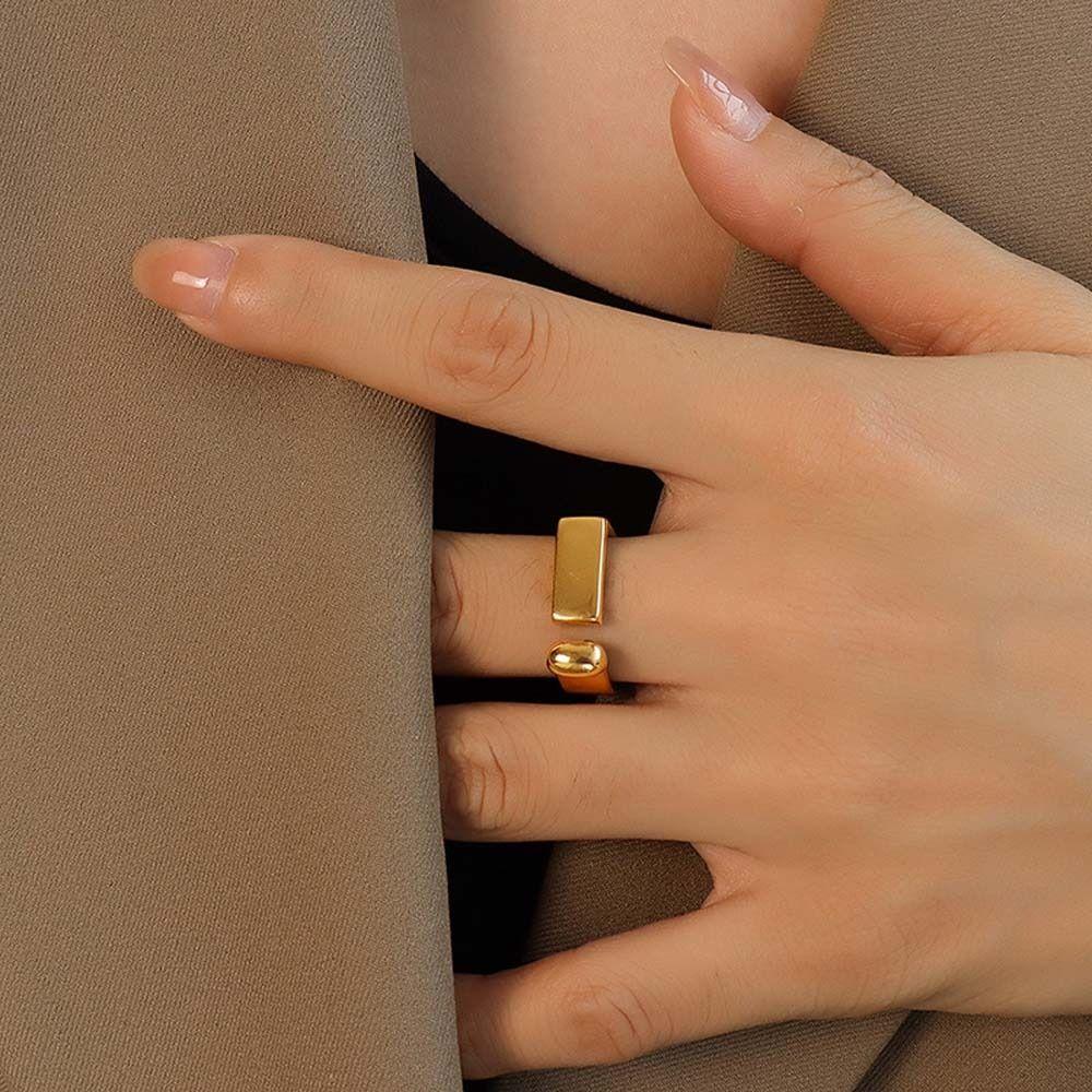 Jewelry Accessories Square Ring Silver Color Square Zinc Zinc Alloy Ring Simple Square Open Rings Party