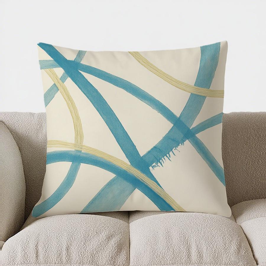 Home Decor Abstract Blue &amp; Yellow Patterned Pillow Cover Pattern Cushion Cover Suitable For Sofa Bedroom Car Pillow Cover