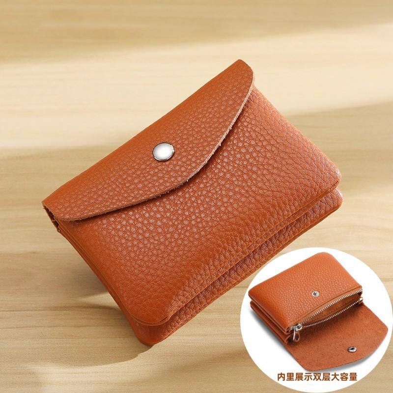 Leather Short Coin Wallets Card Holder Clutch Bag Card Case Vintage Cowhide Small Money Purse for Men Women Earphone Coin Pouch