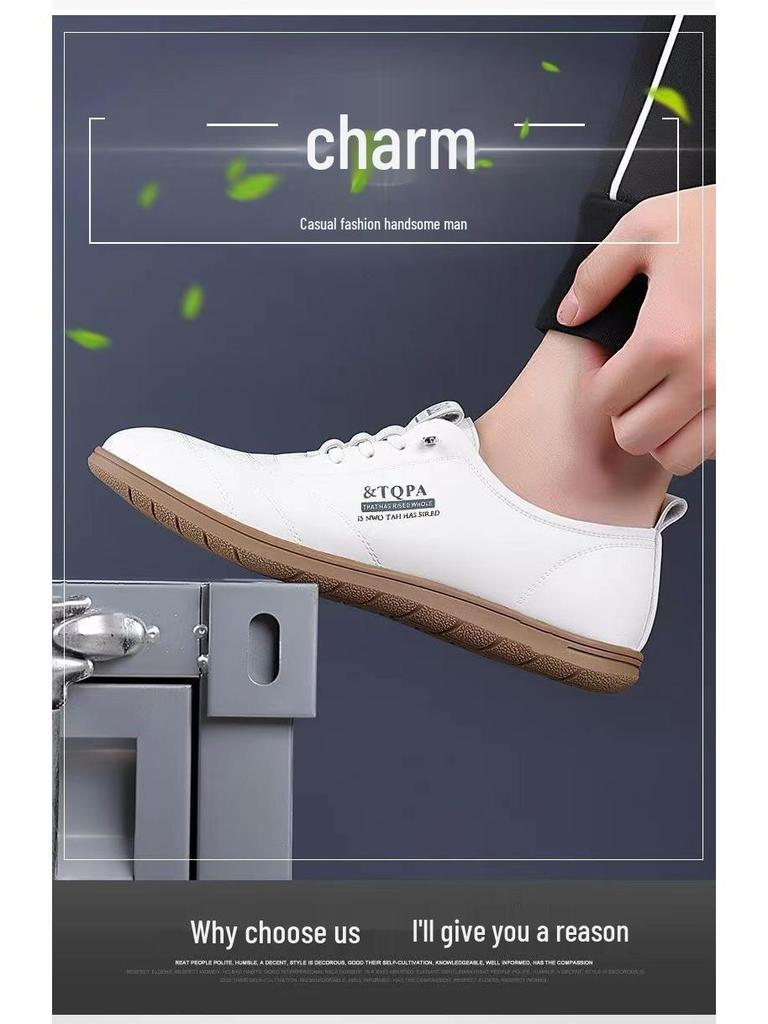 Men's Casual Leather Slip-On Shoes: Fashionable, Versatile, Soft Sole, Breathable, British Style for Business and Commuting.