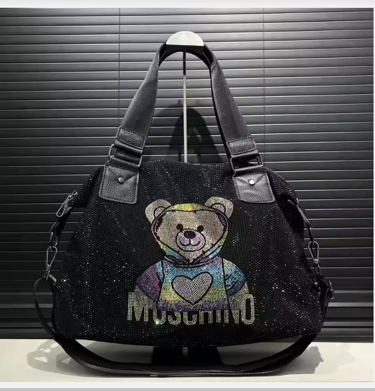 Ladies' Fashionable Diamond Jewelry Cute Teddy Bear Handbag, Large Capacity, Personalized, Elegant, Shiny Shoulder Bag