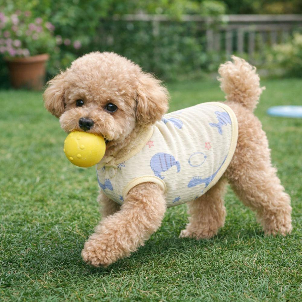 Cute Puppy Short Shirt Cartoon Print Pet T-shirt Casual Pet Sleeveless Pullover  Outdoor Activities