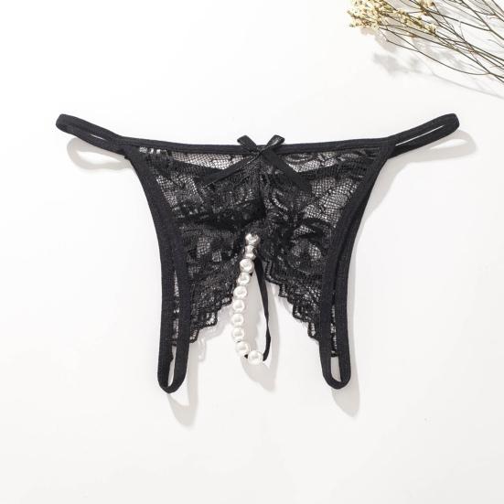 Trendy Sexy Undertøy Åpent Skritt Beskyttende Sømløs Hekle Blomster Blonder Perspektiv Stringundertøy for å sove