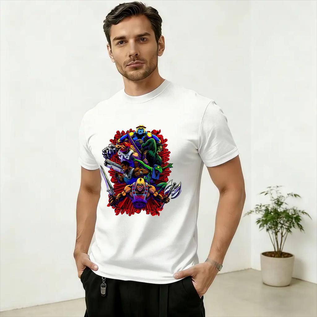 HHe Unisexs Power Unisexs T Shirts Vintage Tees Short Sleeve Round Collar TShirt Cotton Original Clothing