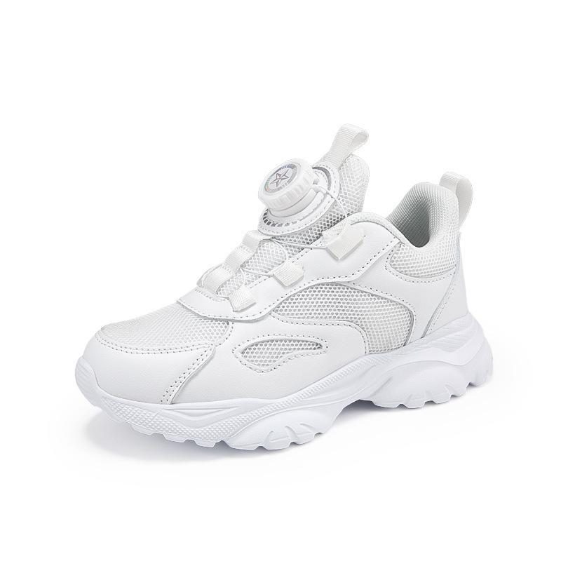 New mesh sneakers for girls, popular white sneakers for autumn, and rotating-buckle athletic shoes for boys, suitable for students