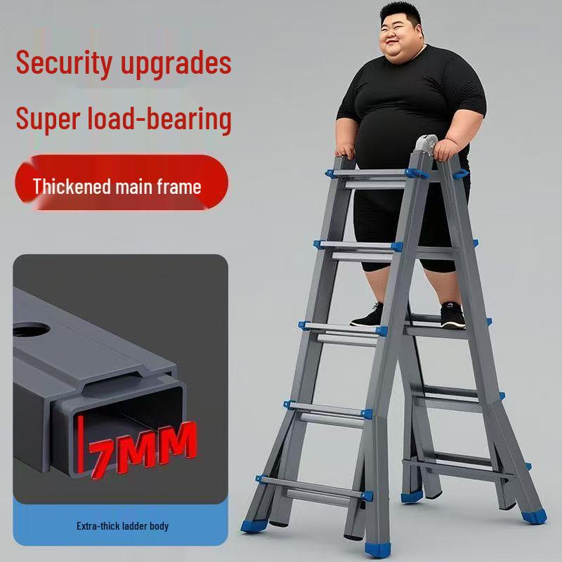 Multifunctional Telescopic A-frame Ladder with Carbon Steel and Thickened Iron