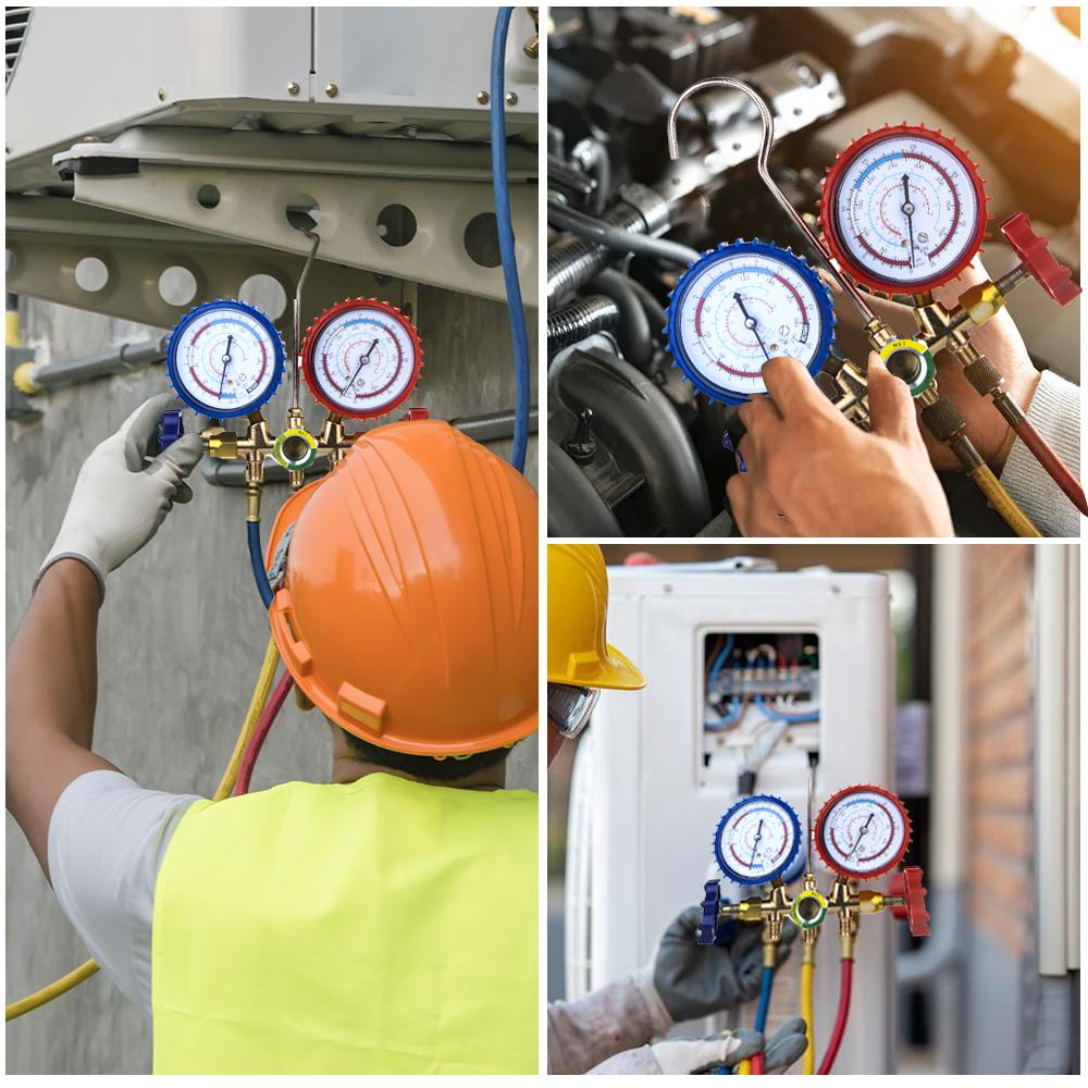 Refrigerant Air Conditioning Tools AC Diagnostic Manifold Gauge Set Hose Hook Kit For Refrigerant Testing R22 R134A R404A