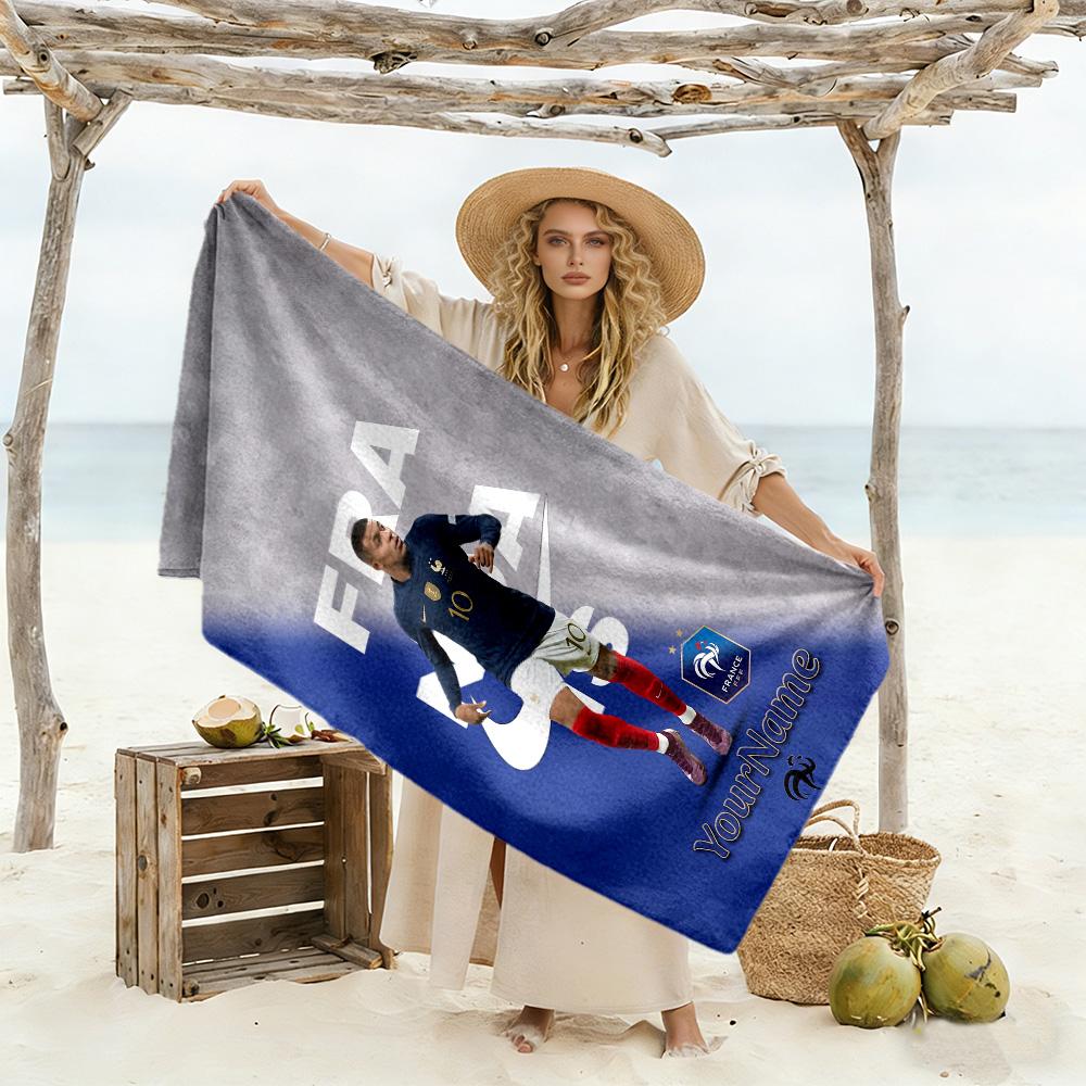 Mbappe Customized Name Beach Towel Soft Durable Quick-Dry Suitable for Sports Travel Swimming Yoga Bathroom Beach And Pool