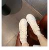 Cowhide version~ miu style versatile leather platform white shoes women's spring straps casual white shoes heightening single shoes board shoes