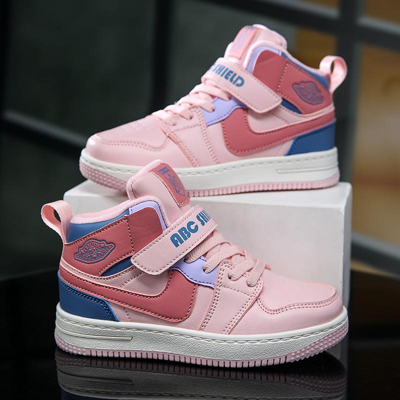 Children's Sports Shoes 2025 Autumn New Fashion and Fashionable Casual Shoes Soft Sole Anti Slip High Top Trend Board Shoes