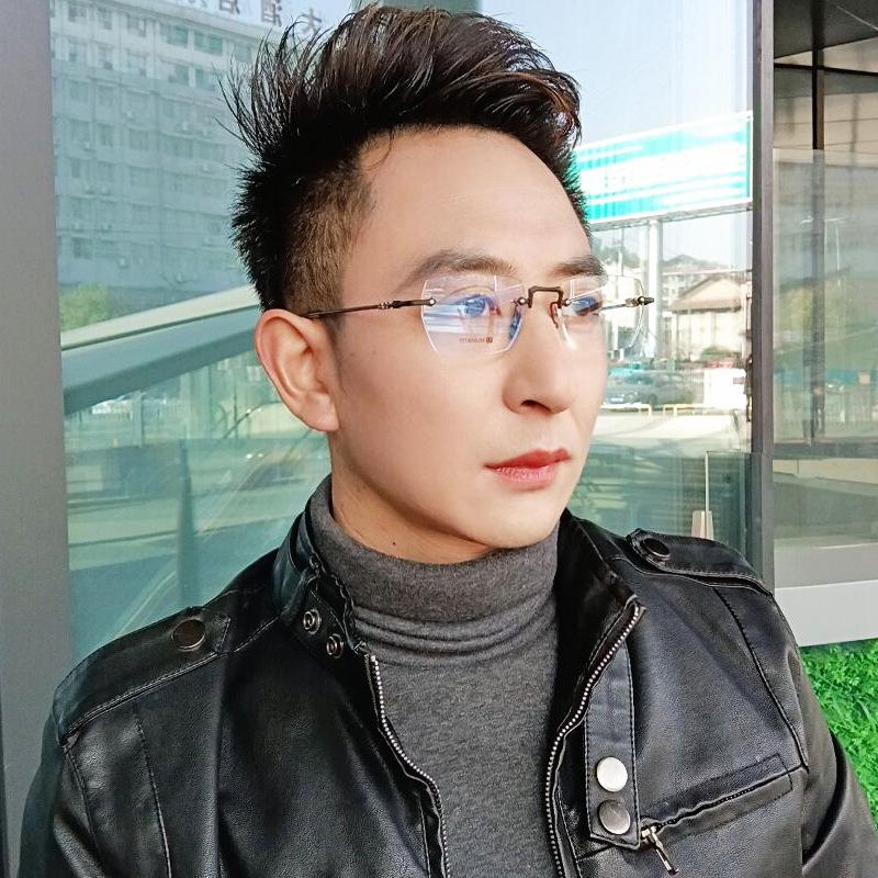 Rimless Pure Titanium Glasses Frame with Blue Light Blocking for Men & Women, Model CH5800