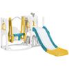 6-in-1 Swing and Slide Set, Kids Playground with Basketball Hoop, Telescope, Storage Space - Yellow