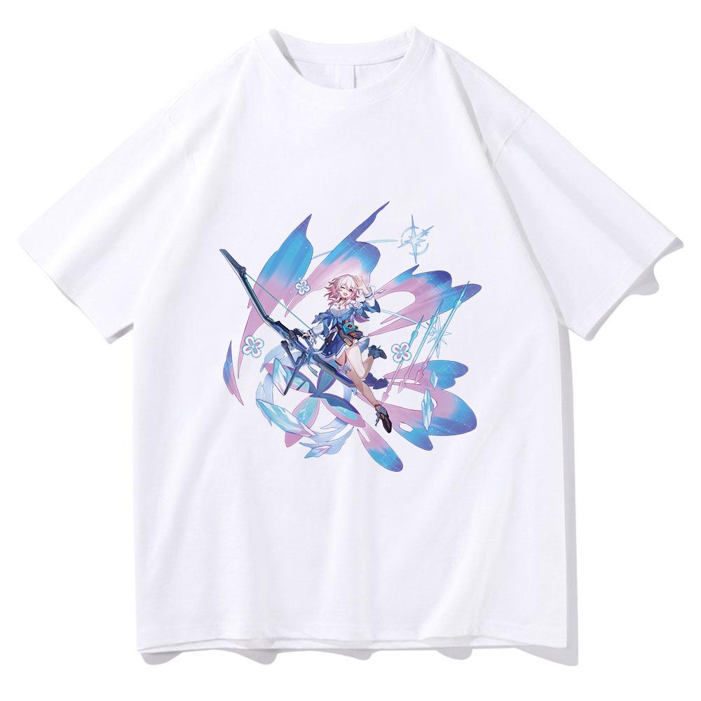 Honkai Star Rail T Shirt Unisex /Women Harajuku Aesthetic Graphic March 7th Tshirt Unisex Anime Cartoon Vintage Cotton Tees Shirts