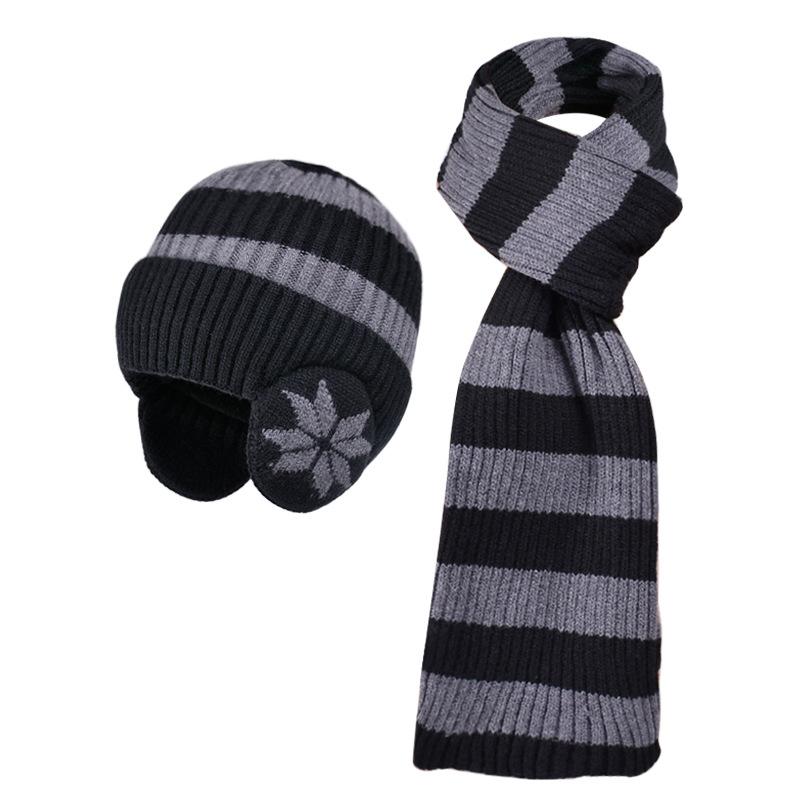 New winter hat, scarf set, men's and women's outdoor windproof ear protectors, pullover hat, fleece warm knitted wool hat