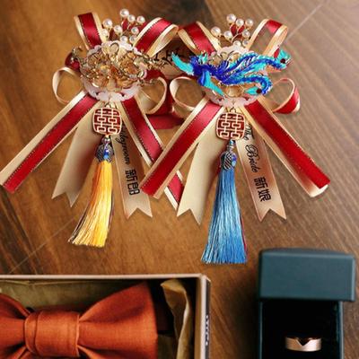 2Pcs Wedding Flower Boutonniere for Bride Groom with Pin and Clip Artificial Flowers Anniversary