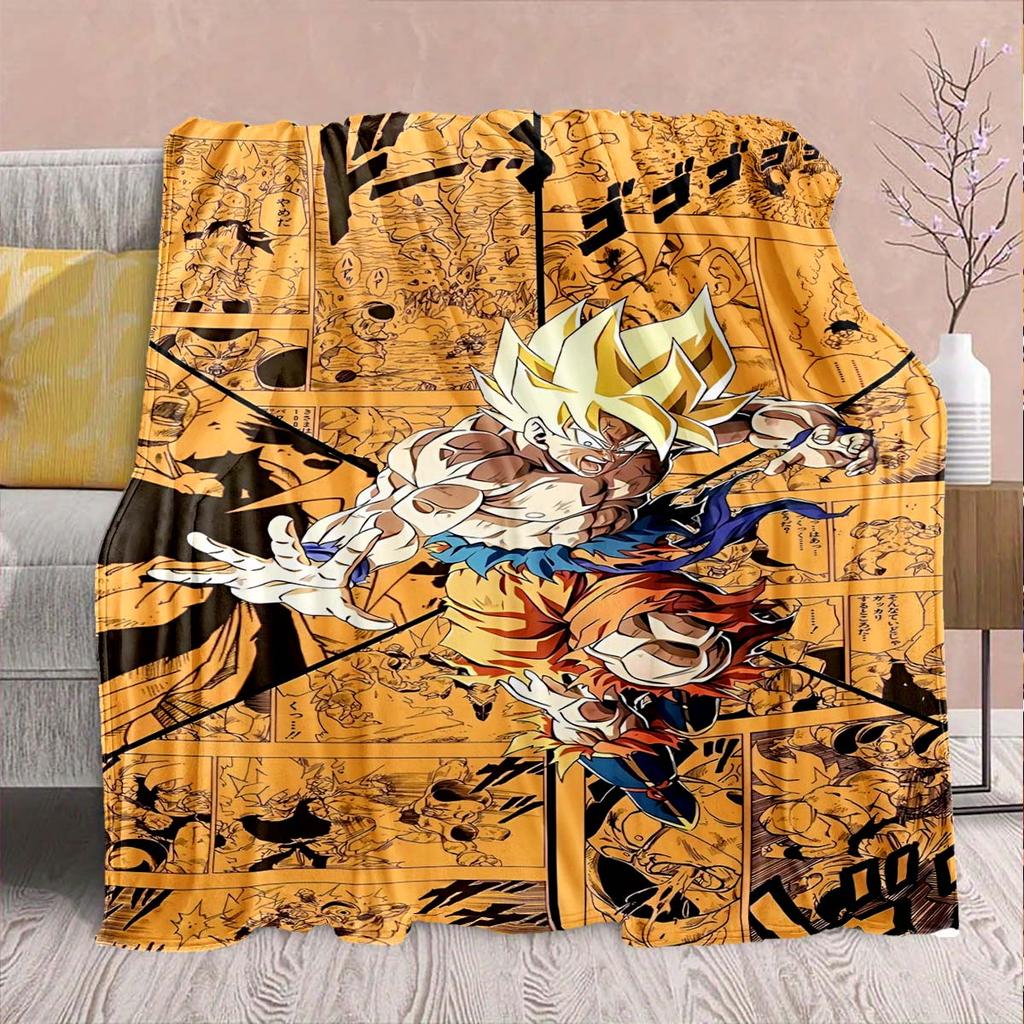 Dragon Ball Anime Flannel Blanket - Soft Warm Perfect for Sofa, Bedding Camping Travel Office Home Decor -QJY